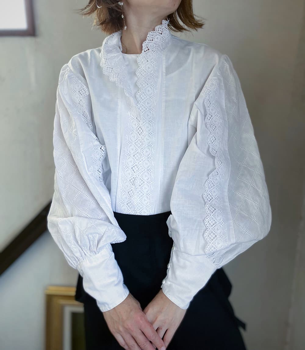 フランスヴィンテージブラウスパフスリーブブラウス