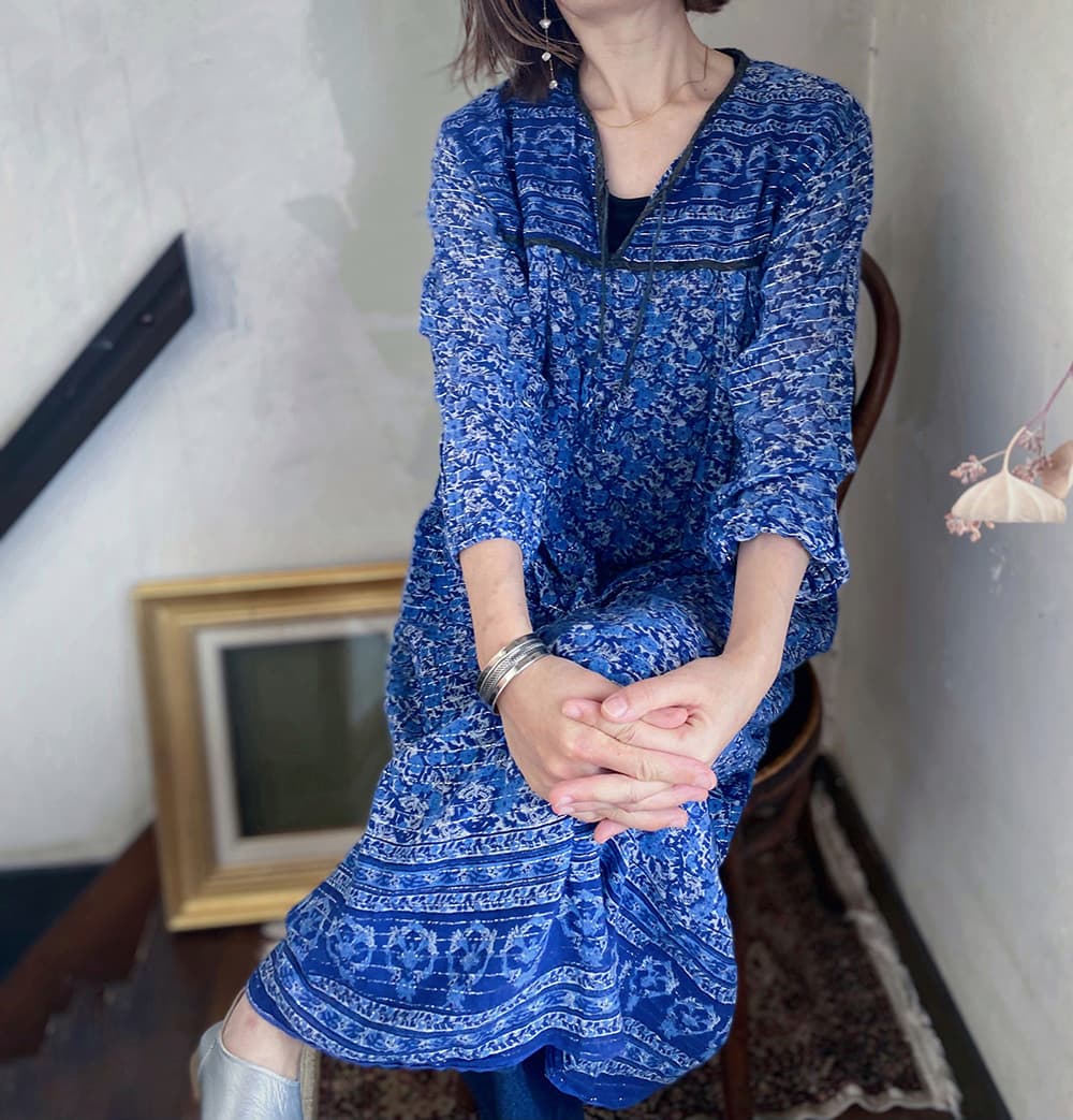 ヴィンテージインド綿ワンピースvintageindiancottondress