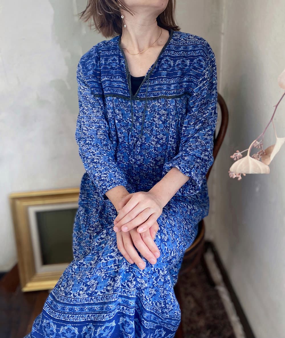 ヴィンテージインド綿ワンピースvintageindiancottondress