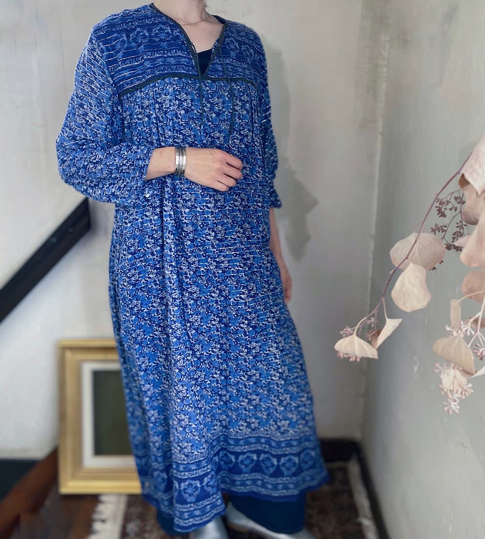 ヴィンテージインド綿ワンピースvintageindiancottondress