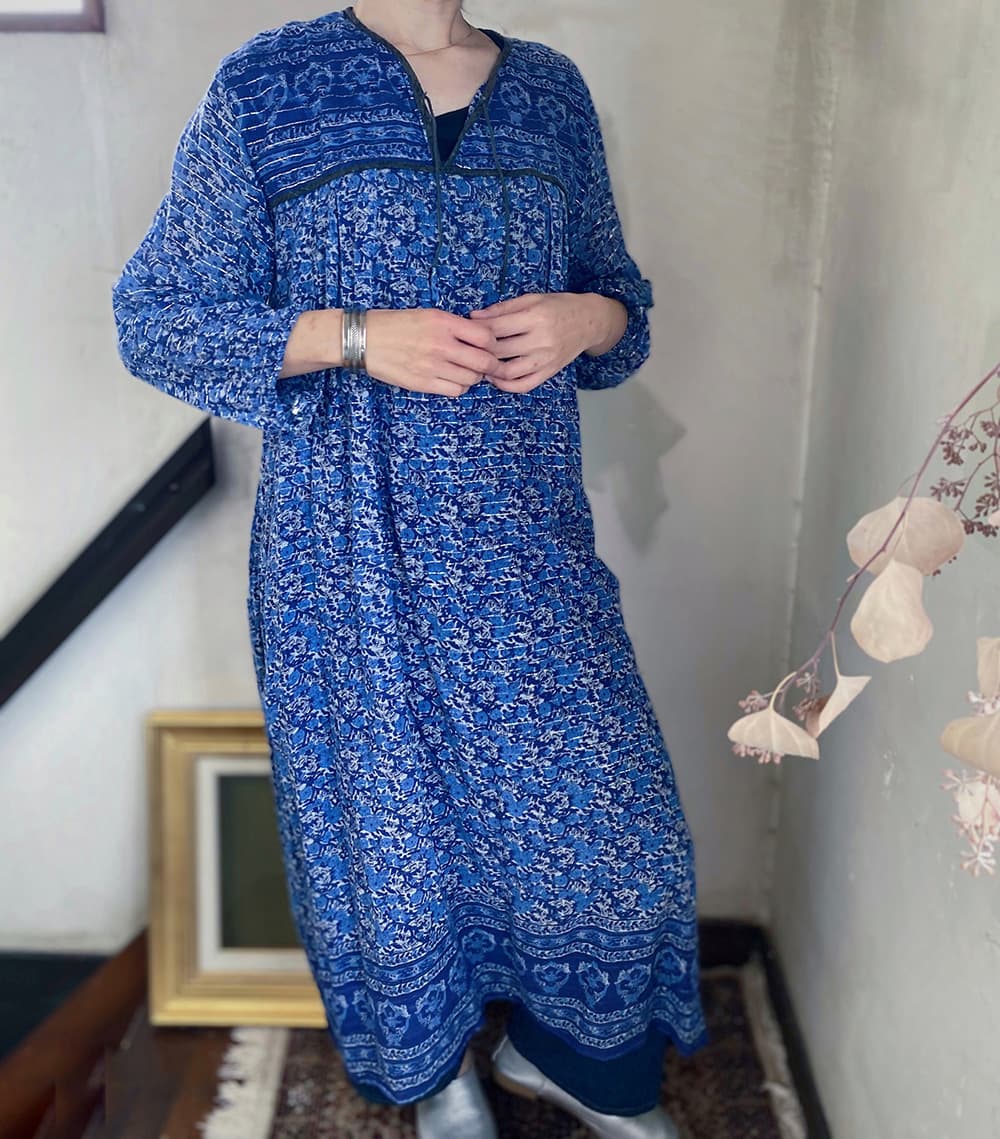 ヴィンテージインド綿ワンピースvintageindiancottondress