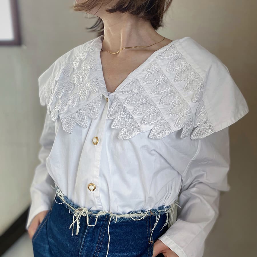 フランスヴィンテージブラウスセーラーカラーブラウス