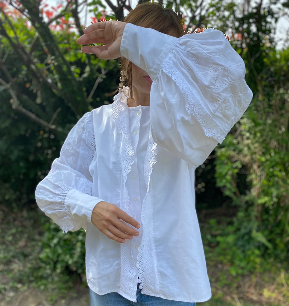 フランスヴィンテージブラウスパフスリーブブラウス