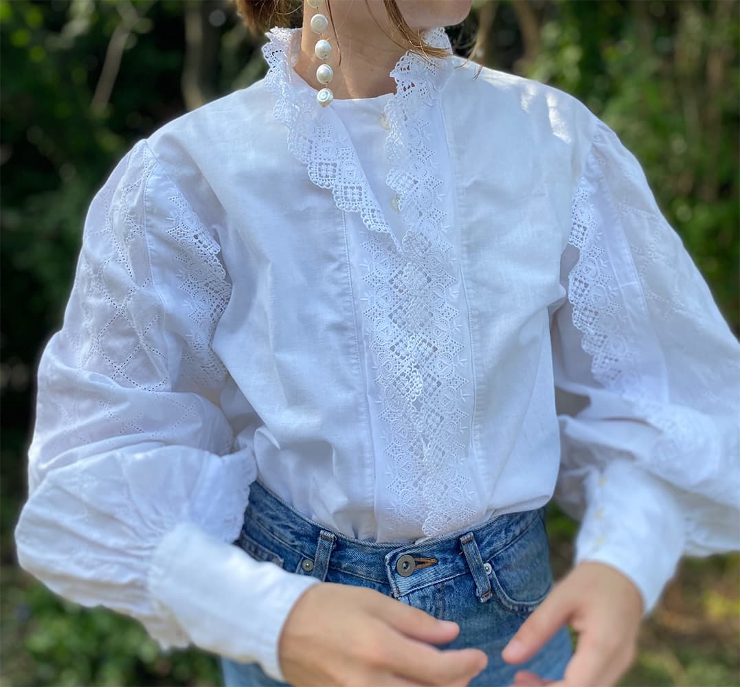 フランスヴィンテージブラウスパフスリーブブラウス