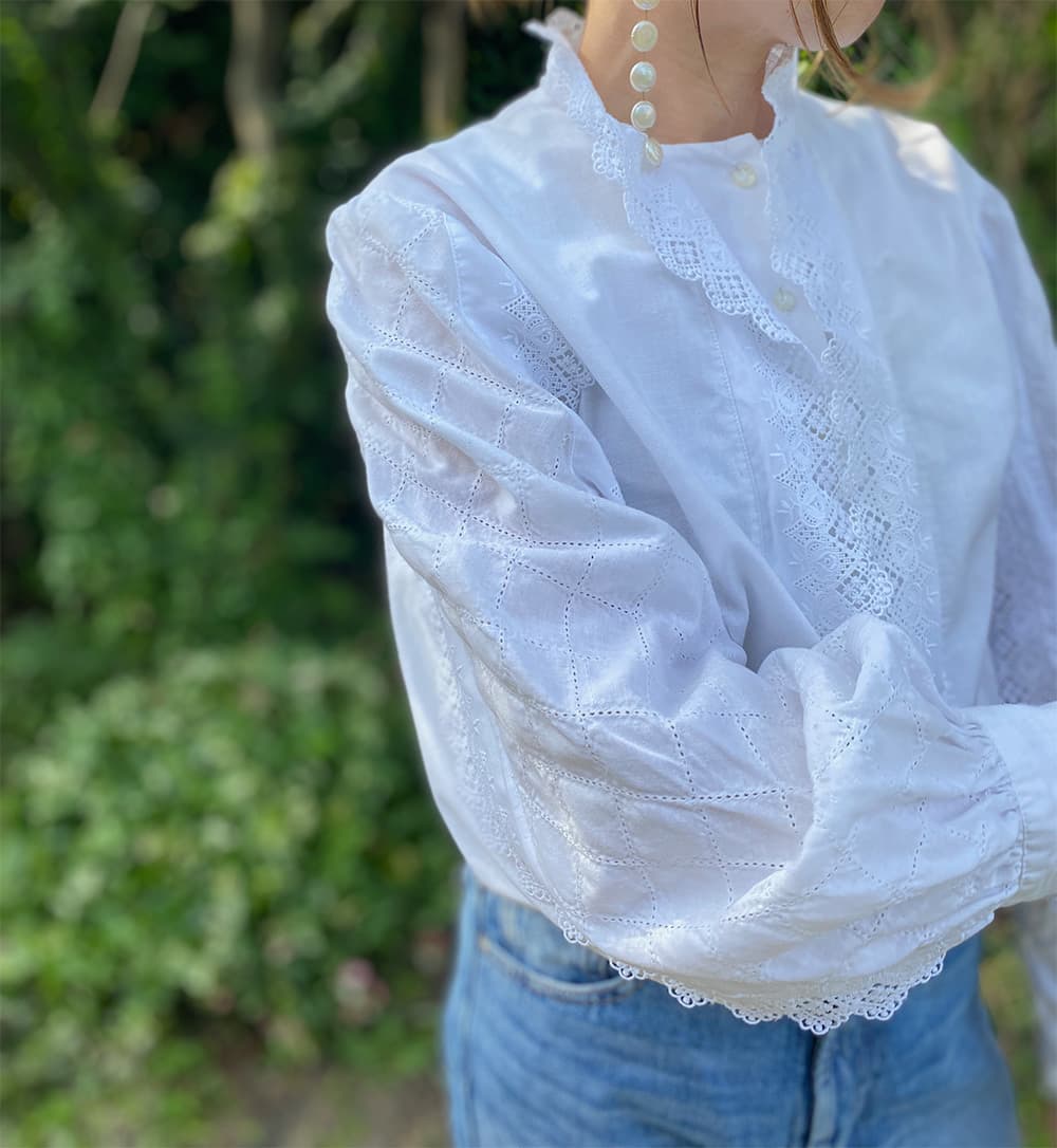 フランスヴィンテージブラウスパフスリーブブラウス