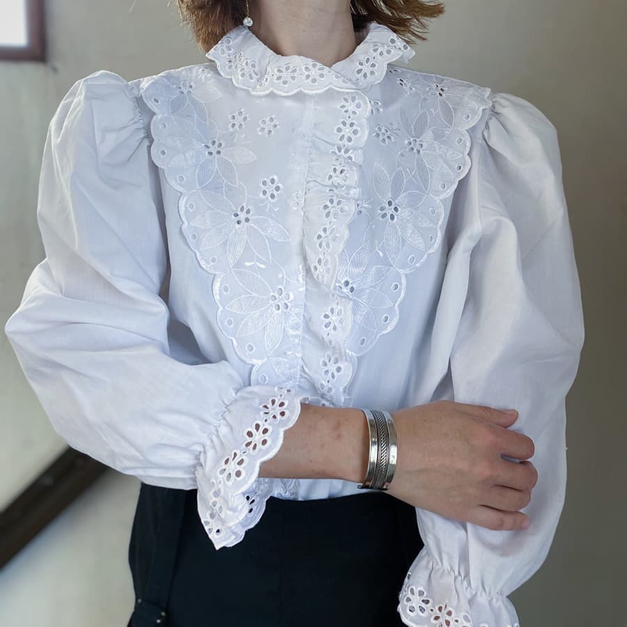フランスヴィンテージブラウスパフスリーブブラウス