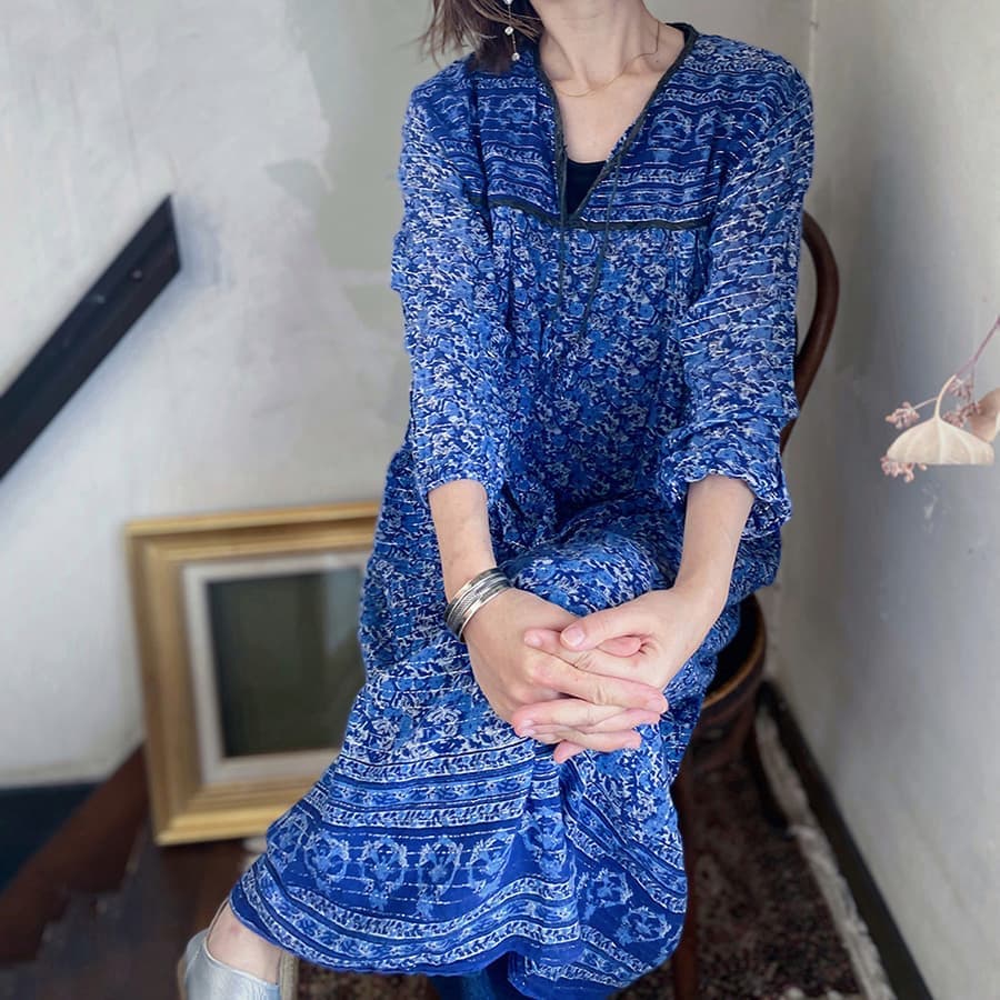 ヴィンテージインド綿ワンピース