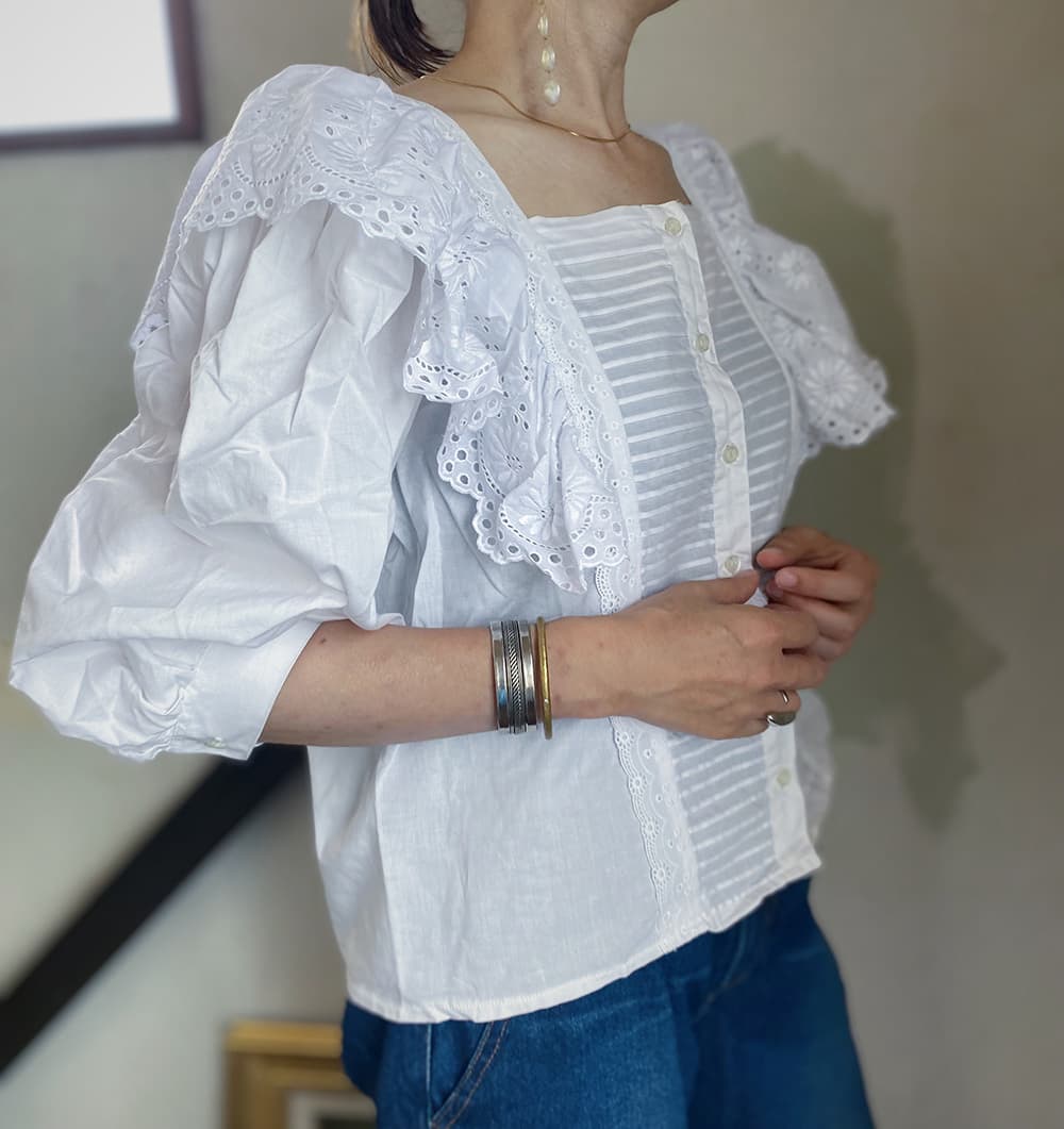 ヴィンテージラッフルレースブラウスvintageblouse