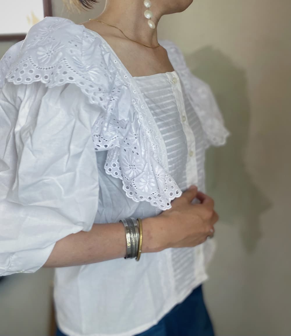 ヴィンテージラッフルレースブラウスvintageblouse