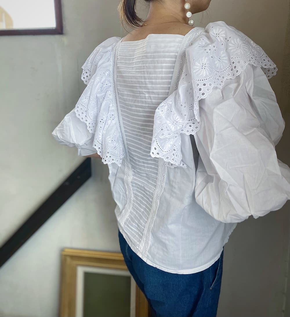 ヴィンテージラッフルレースブラウスvintageblouse