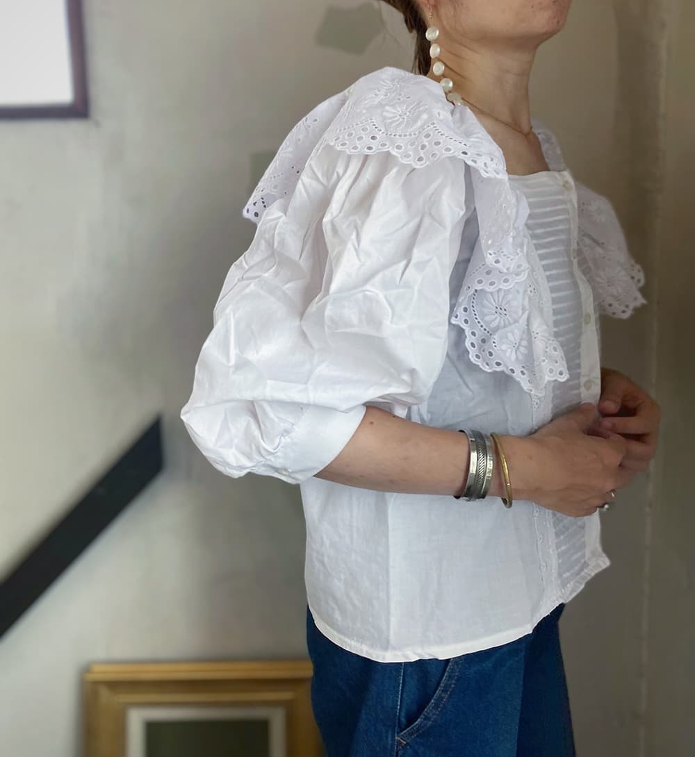 ヴィンテージラッフルレースブラウスvintageblouse