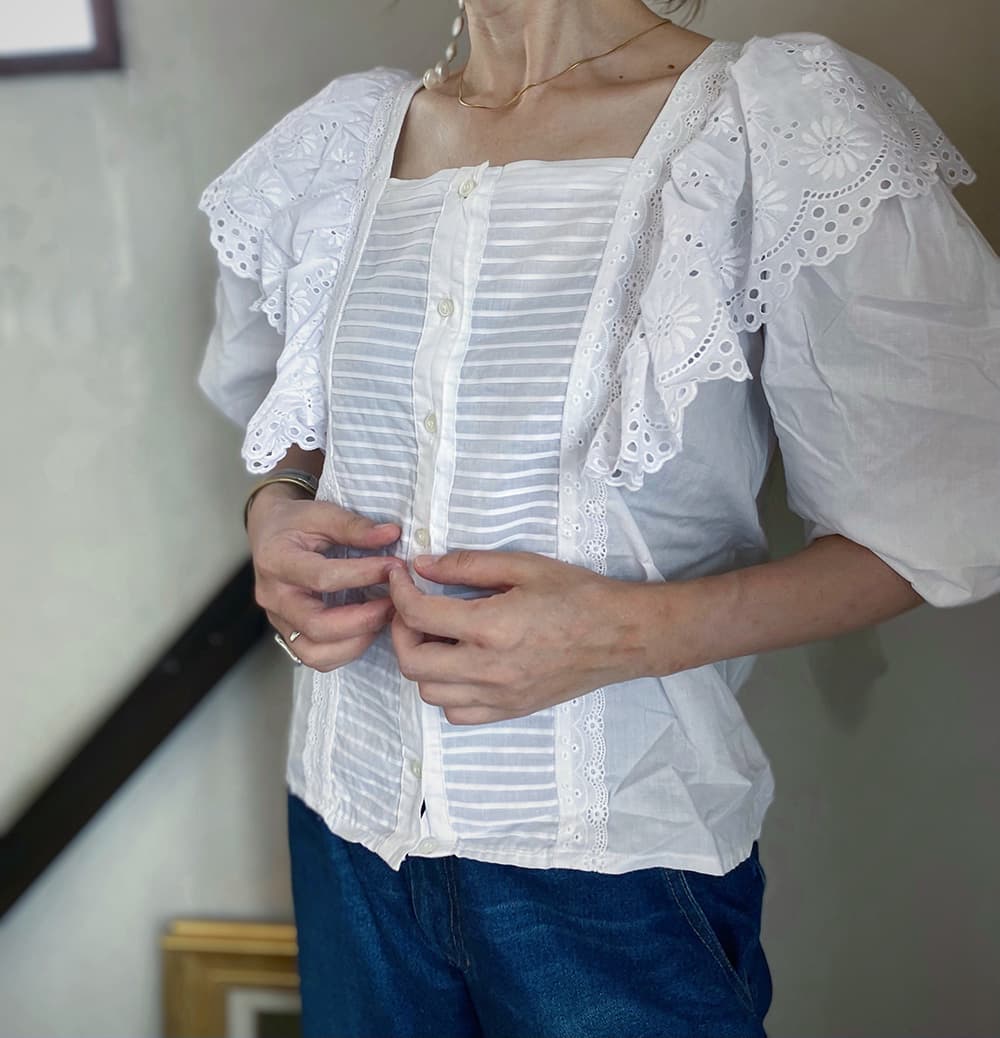 ヴィンテージラッフルレースブラウスvintageblouse