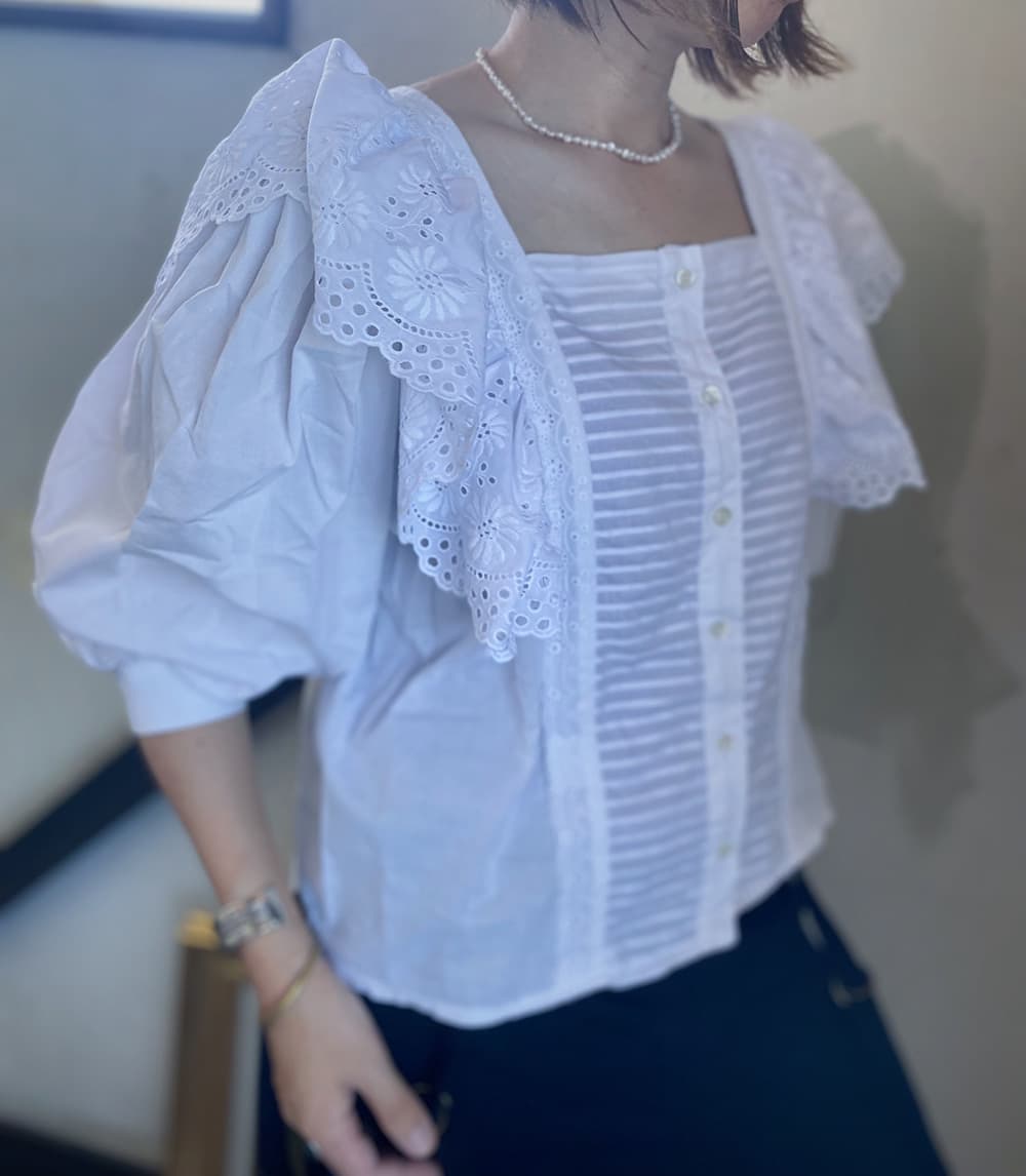 ヴィンテージラッフルレースブラウスvintageblouse
