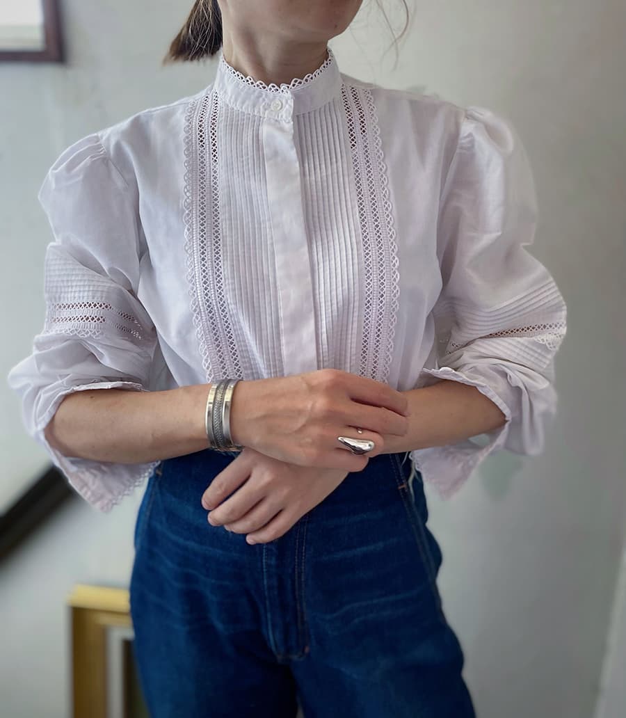 オーストリアヴィンテージスタンドカラーブラウスVintagestandcollarblouse