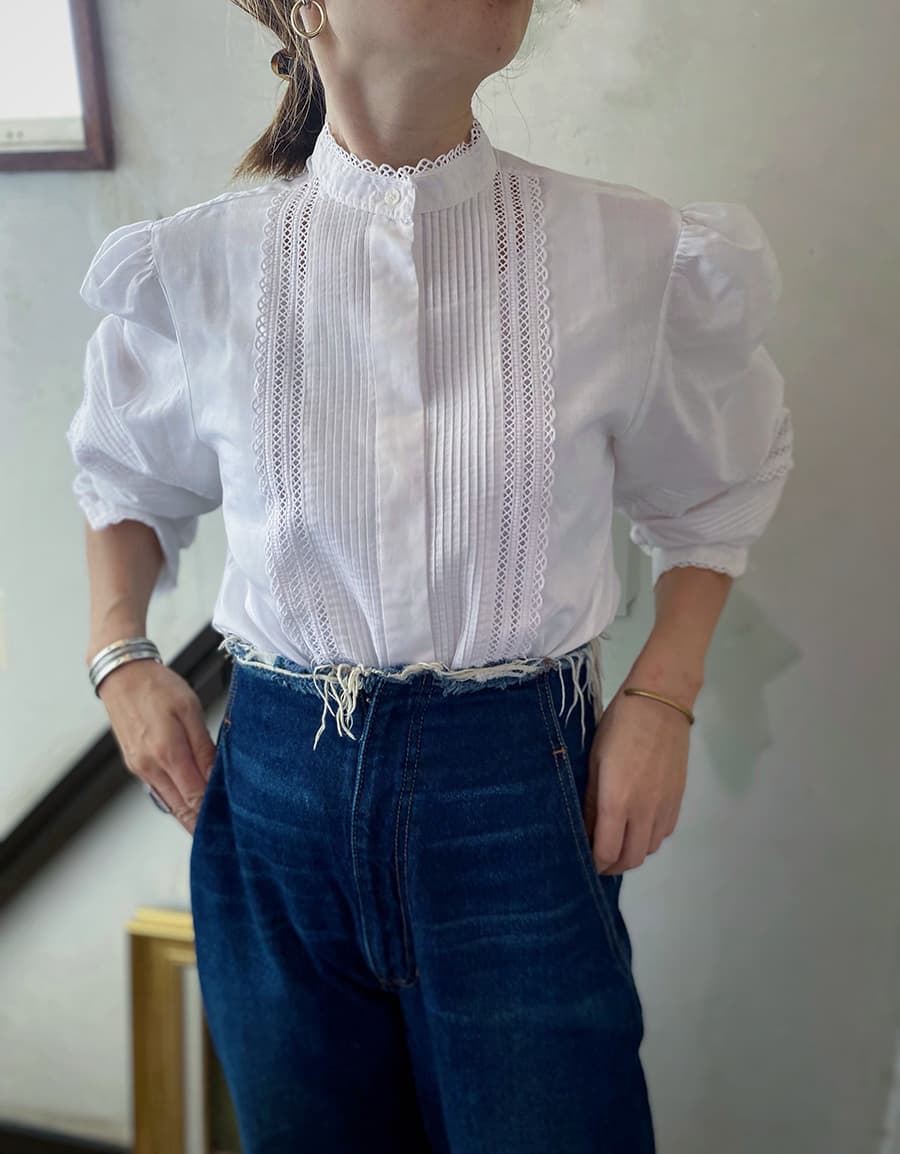 オーストリアヴィンテージスタンドカラーブラウスVintagestandcollarblouse