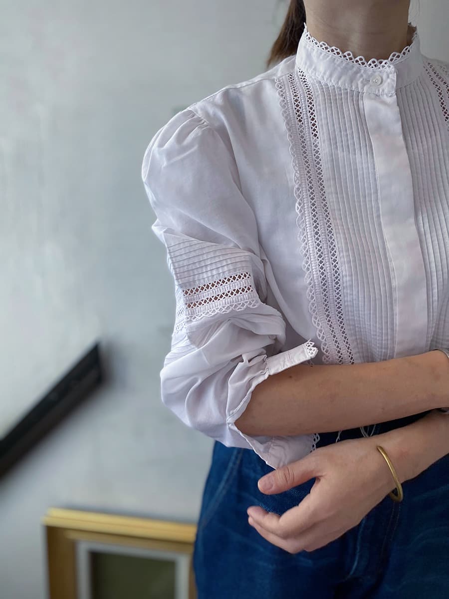オーストリアヴィンテージスタンドカラーブラウスVintagestandcollarblouse