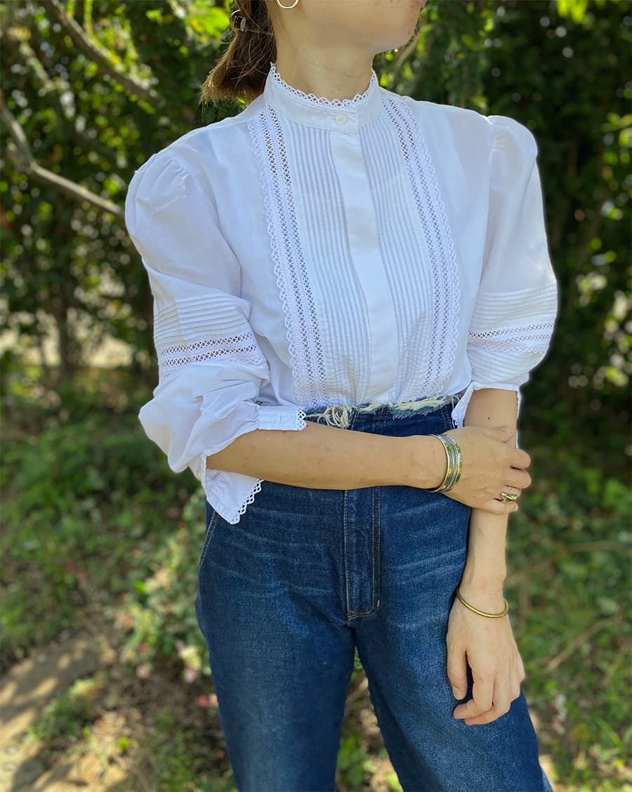 オーストリアヴィンテージスタンドカラーブラウスVintagestandcollarblouse