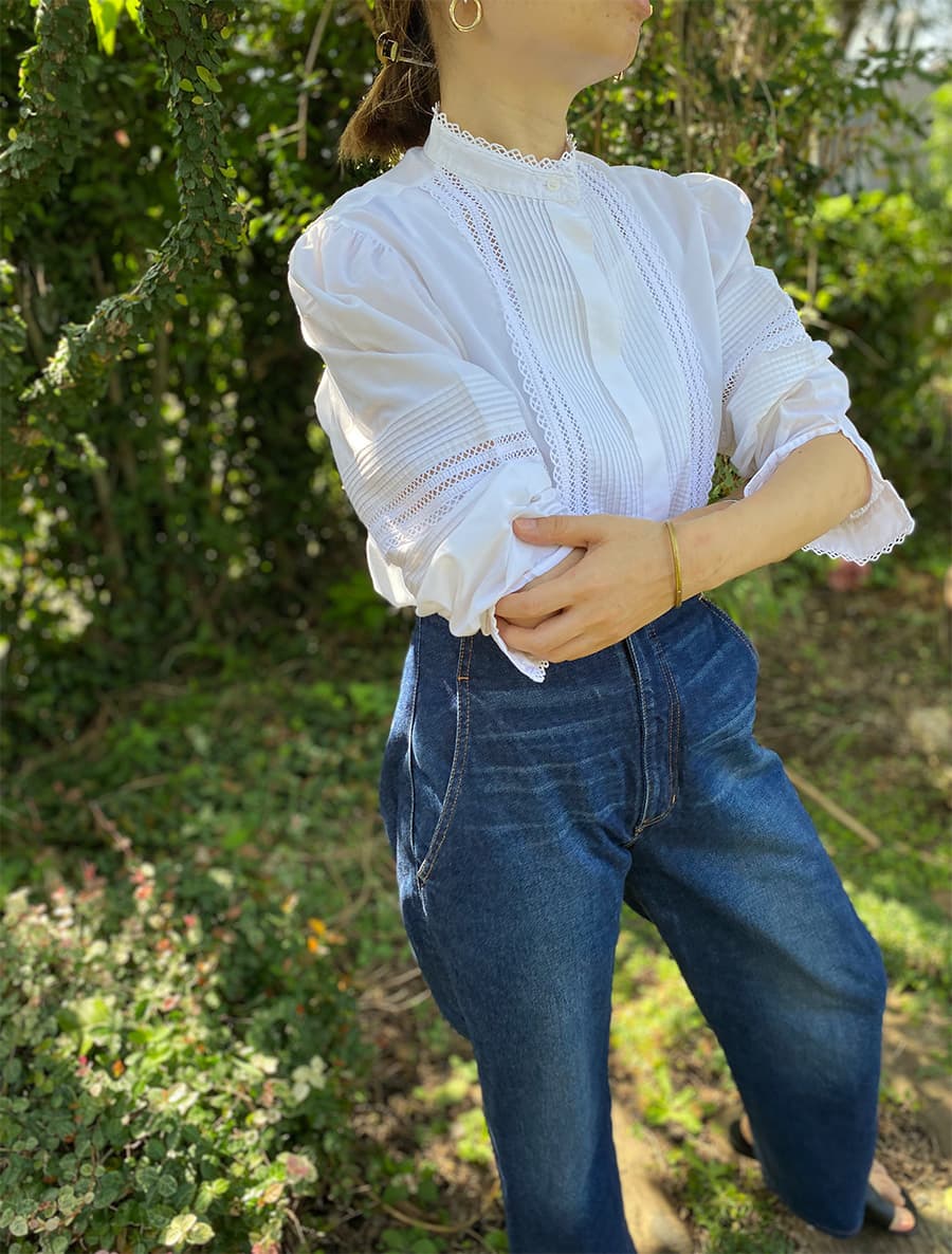 オーストリアヴィンテージスタンドカラーブラウスVintagestandcollarblouse