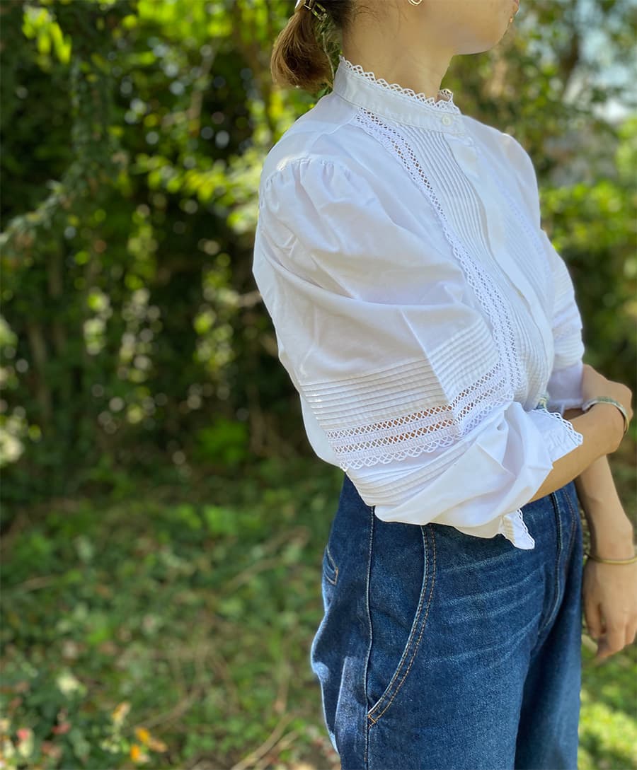 オーストリアヴィンテージスタンドカラーブラウスVintagestandcollarblouse