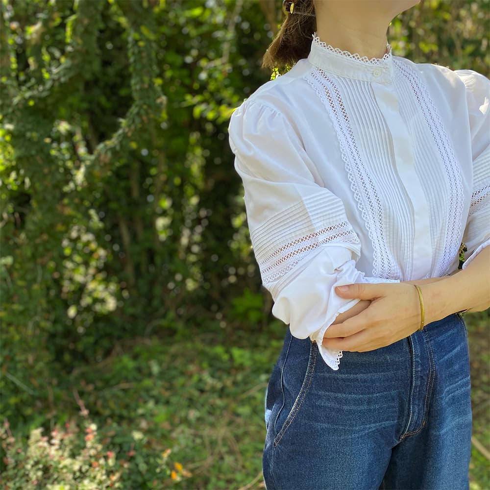 オーストリアヴィンテージスタンドカラーブラウスVintagestandcollarblouse
