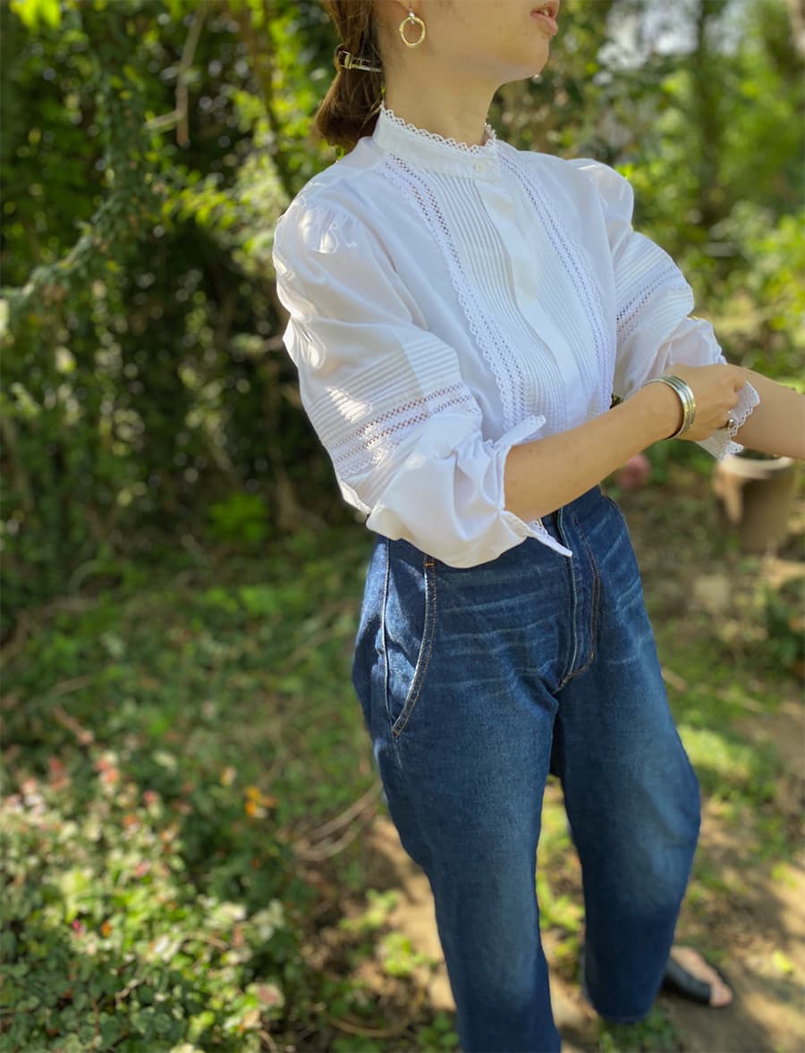 オーストリアヴィンテージスタンドカラーブラウスVintagestandcollarblouse