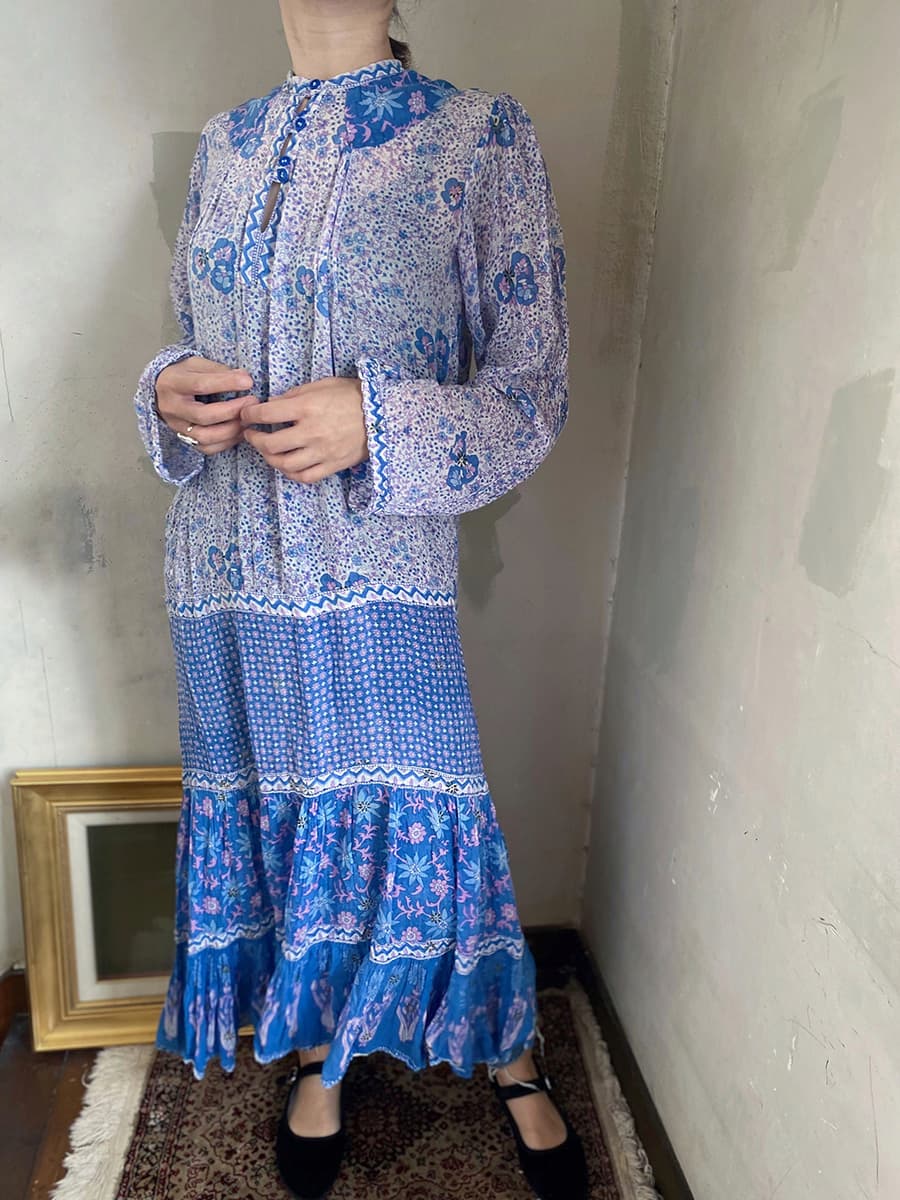 ヴィンテージインド綿ワンピースvintageindiancottondress