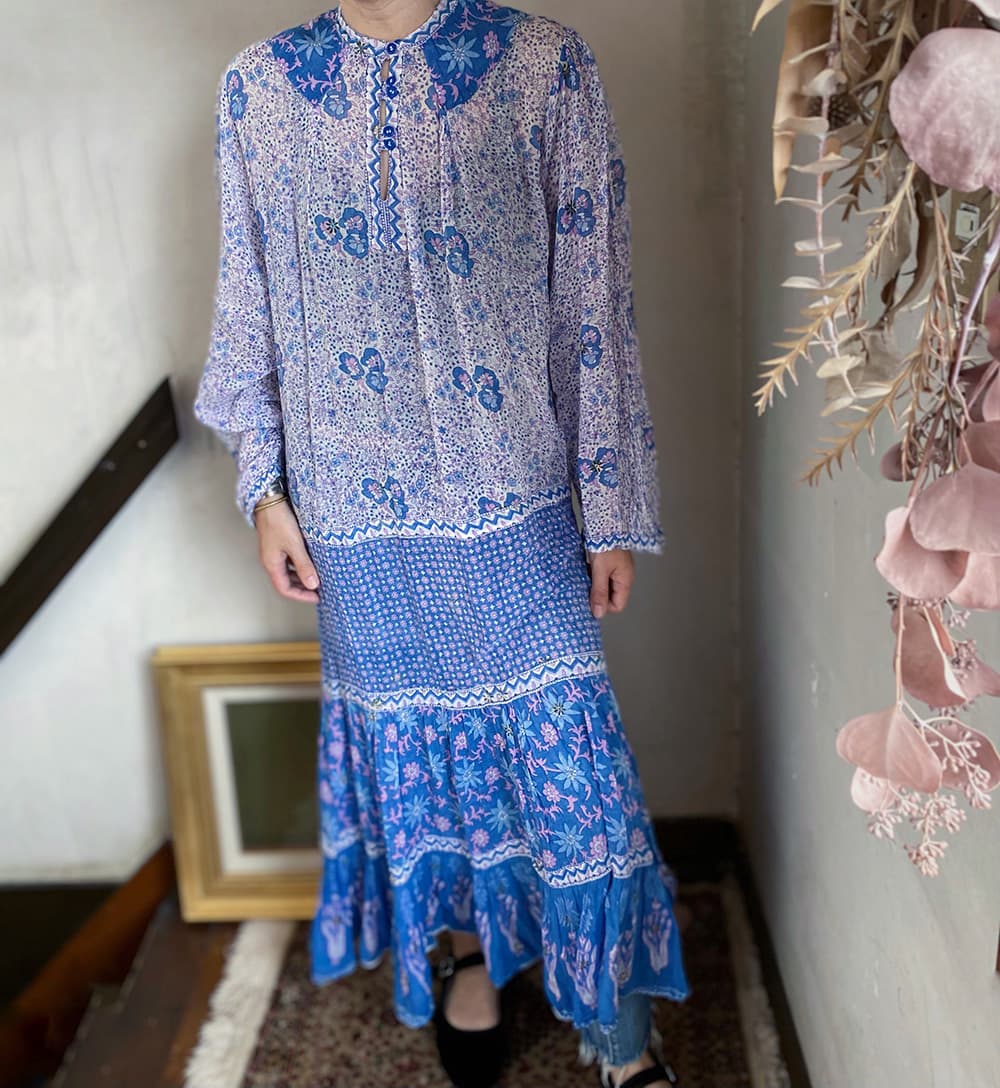 ヴィンテージインド綿ワンピースvintageindiancottondress