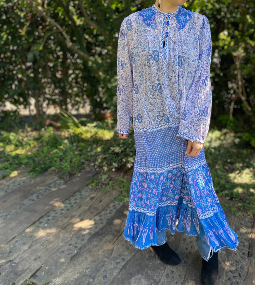 ヴィンテージインド綿ワンピースvintageindiancottondress