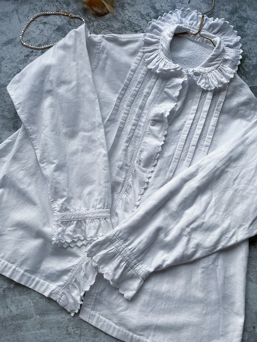 フランスアンティークブラウスフリルレースブラウス