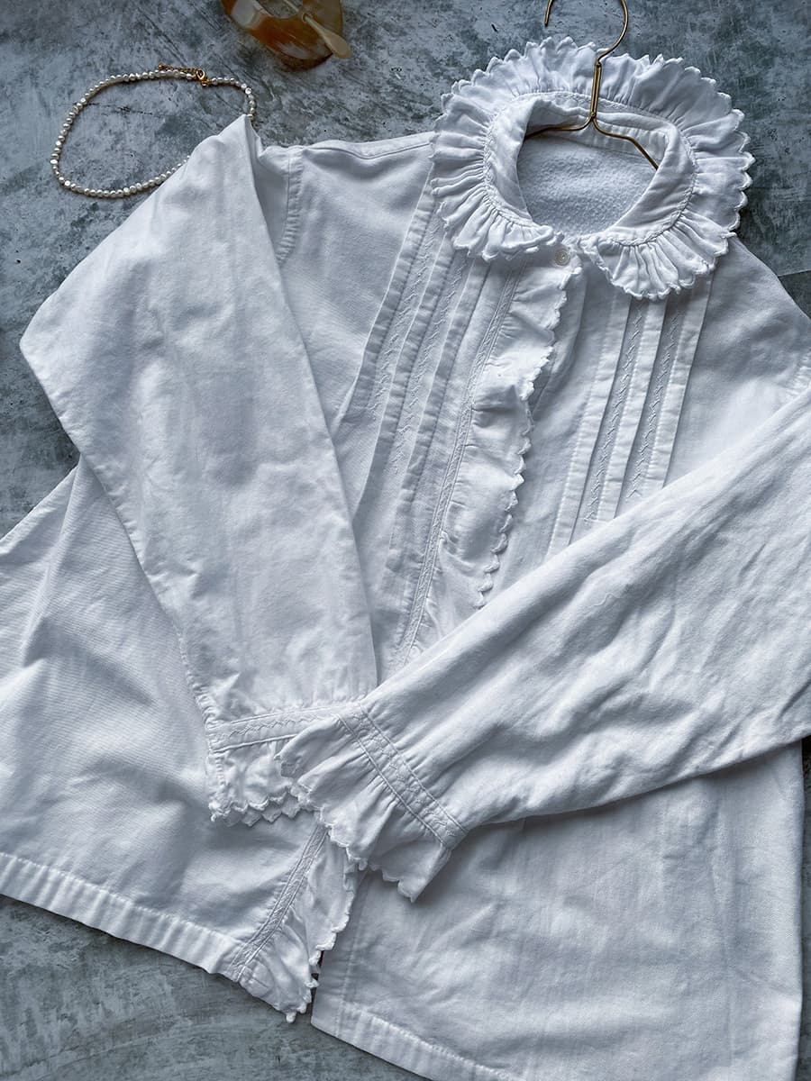 フランスアンティークブラウスフリルレースブラウス