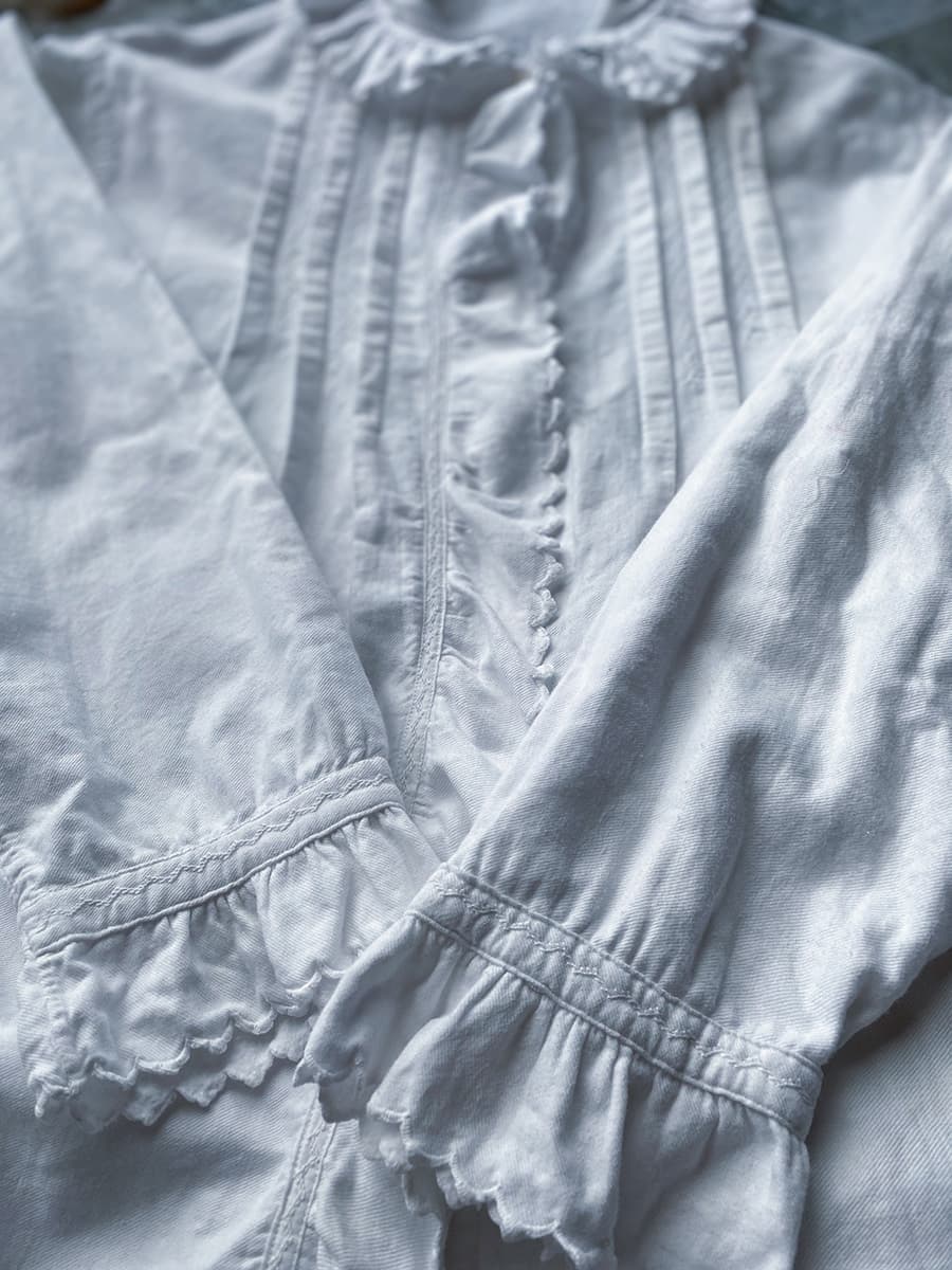 フランスアンティークブラウスフリルレースブラウス