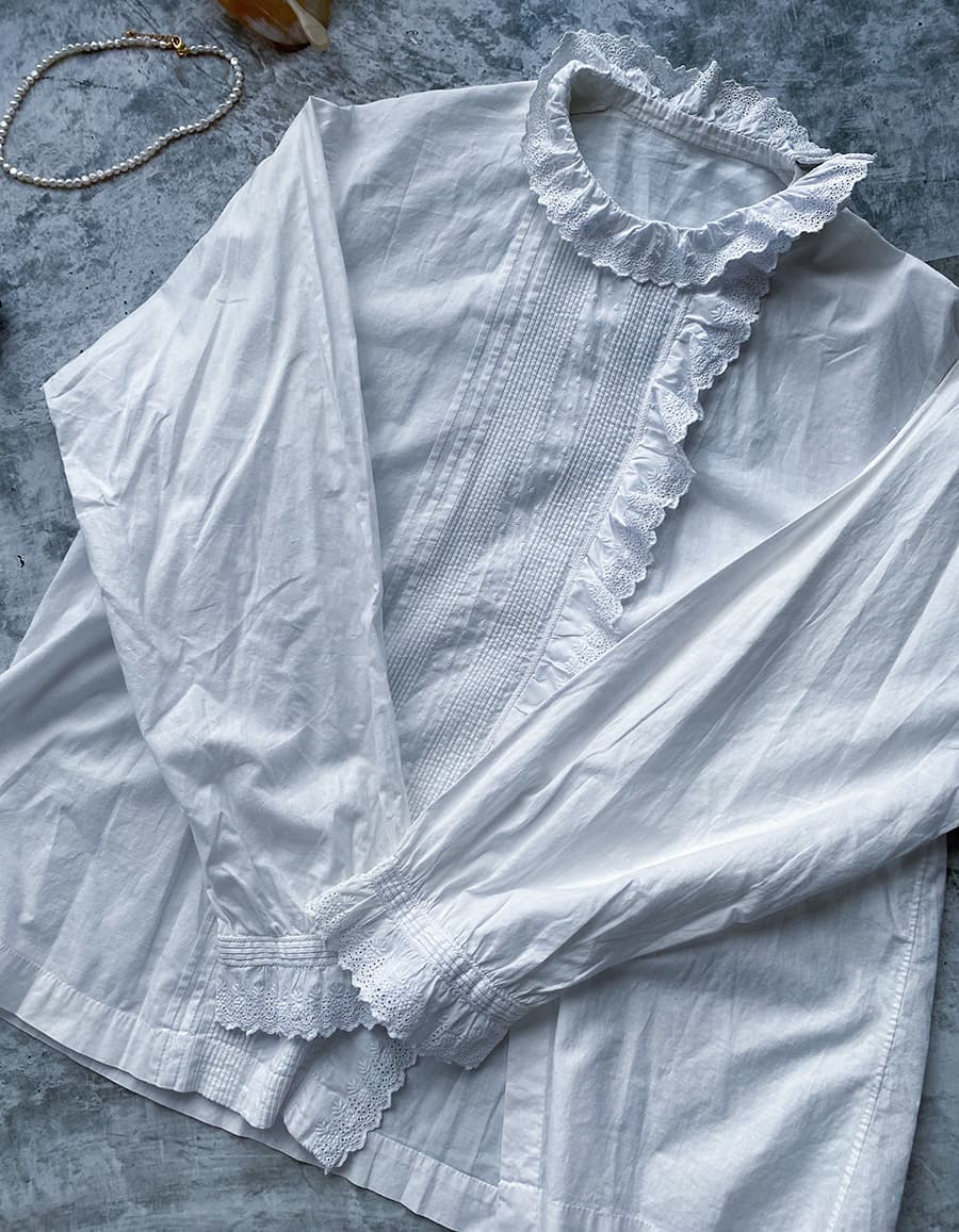 フランスアンティークブラウスフリルレースブラウス