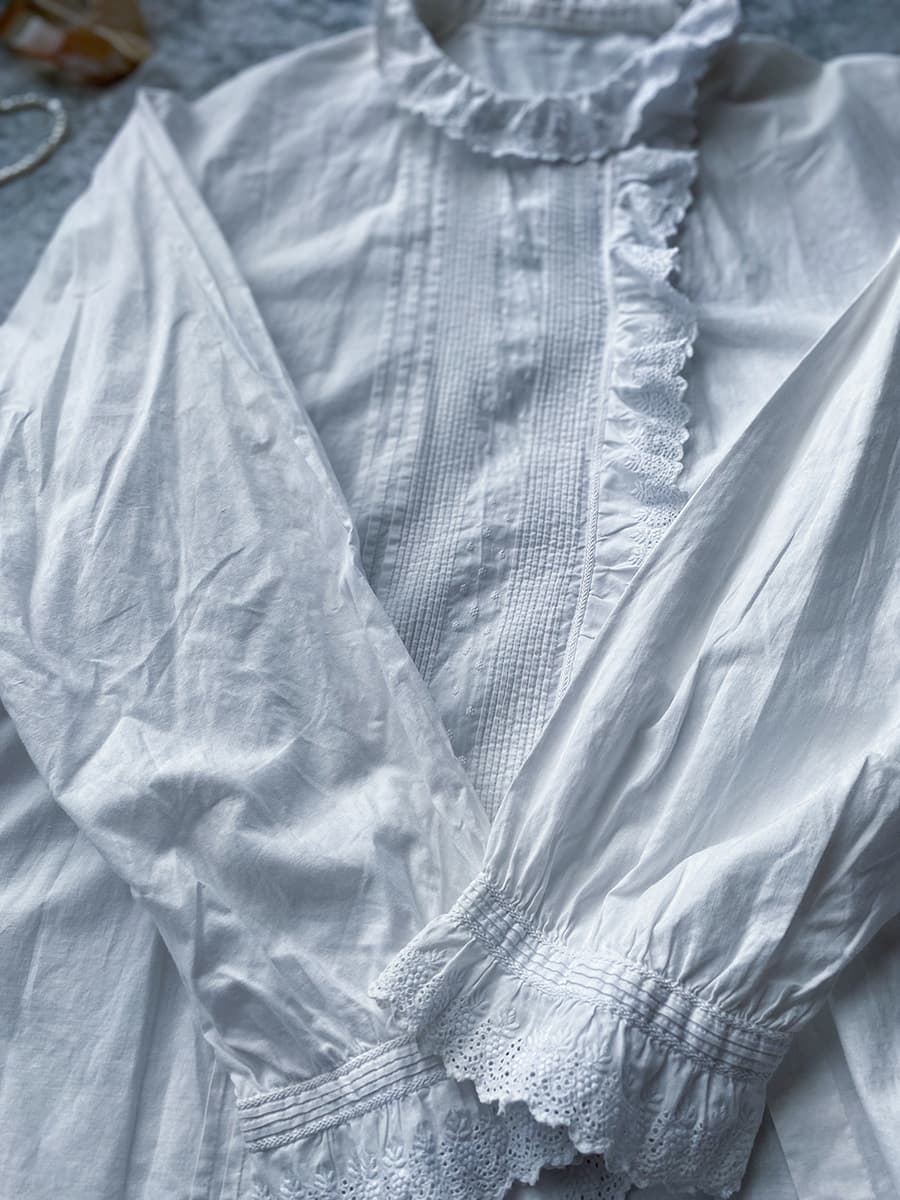 フランスアンティークブラウスフリルレースブラウス