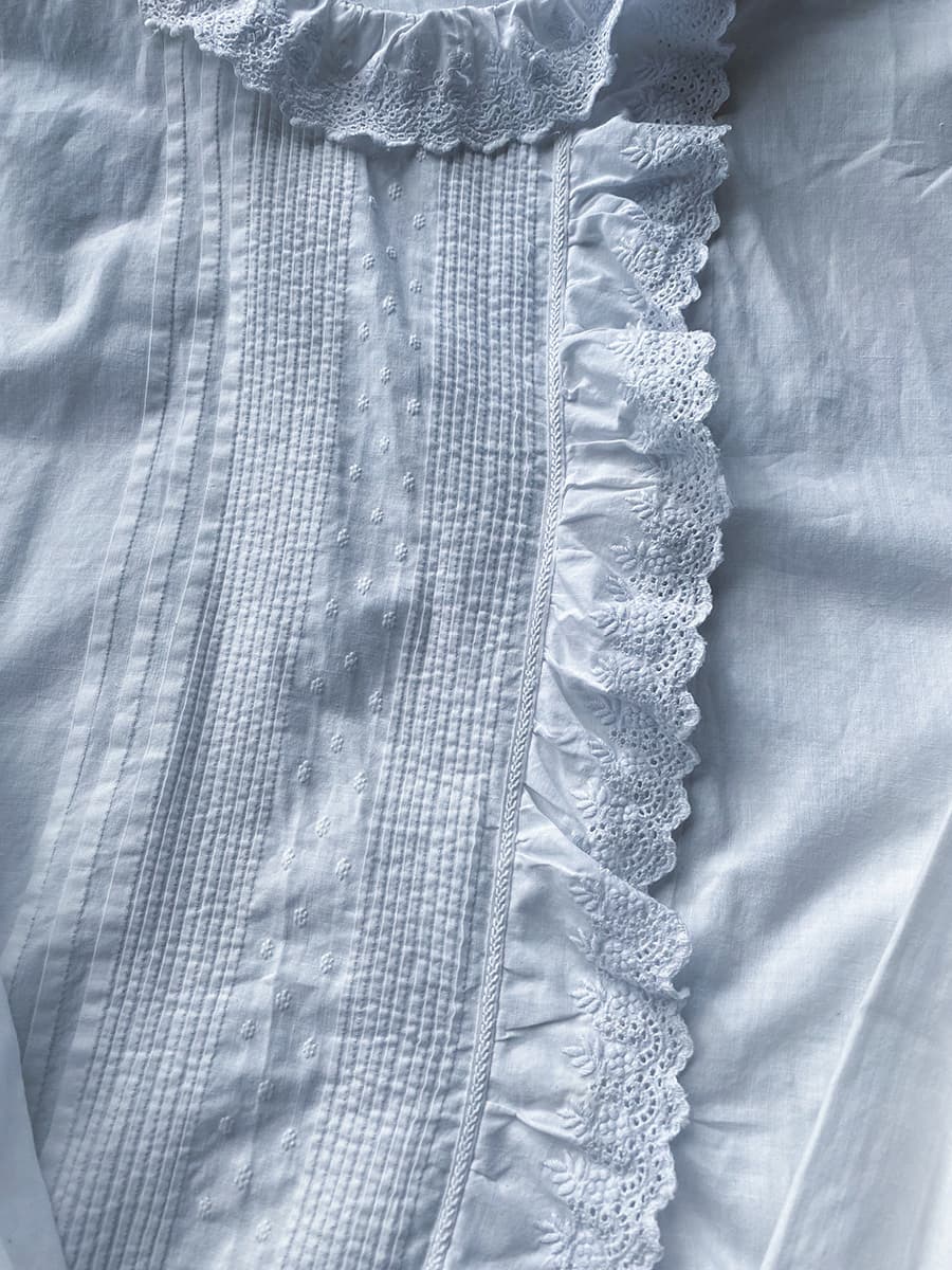 フランスアンティークブラウスフリルレースブラウス