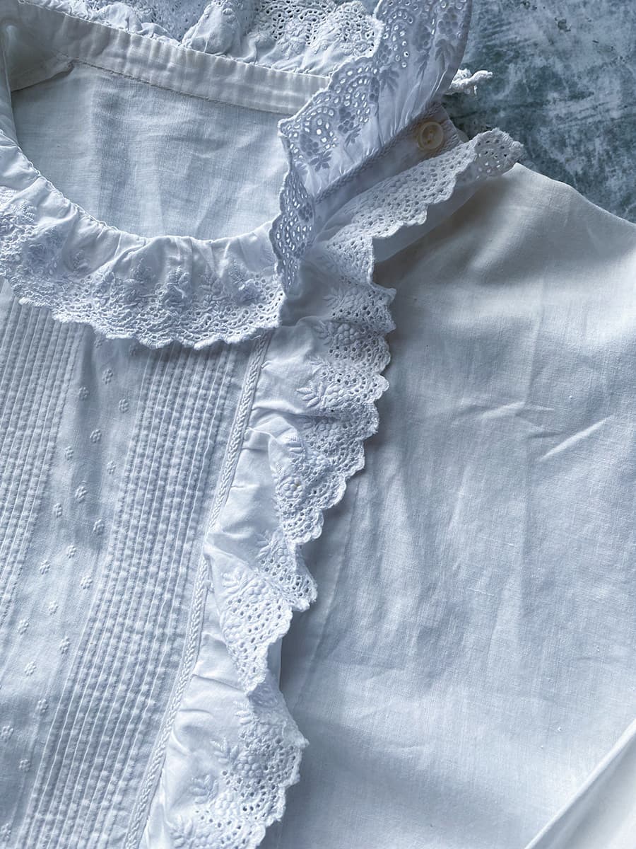 フランスアンティークブラウスフリルレースブラウス