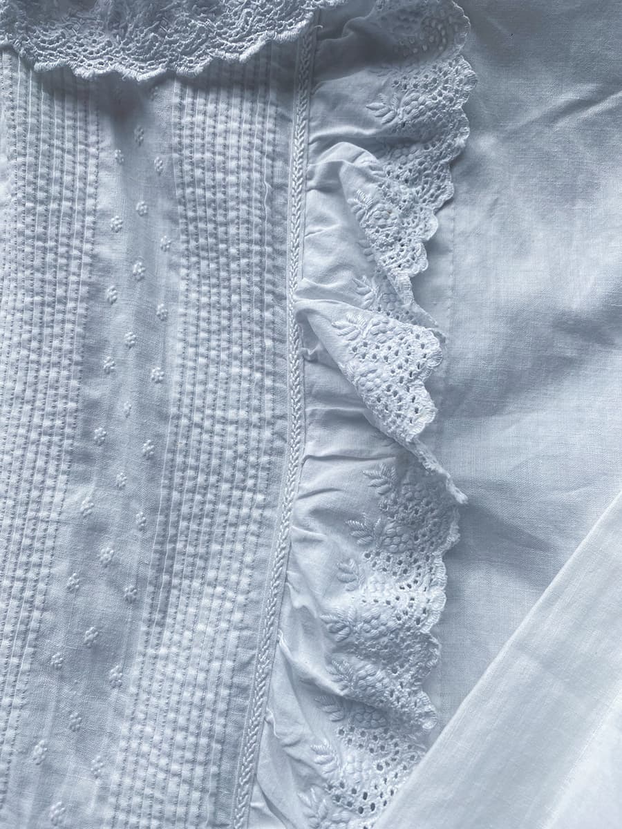 フランスアンティークブラウスフリルレースブラウス