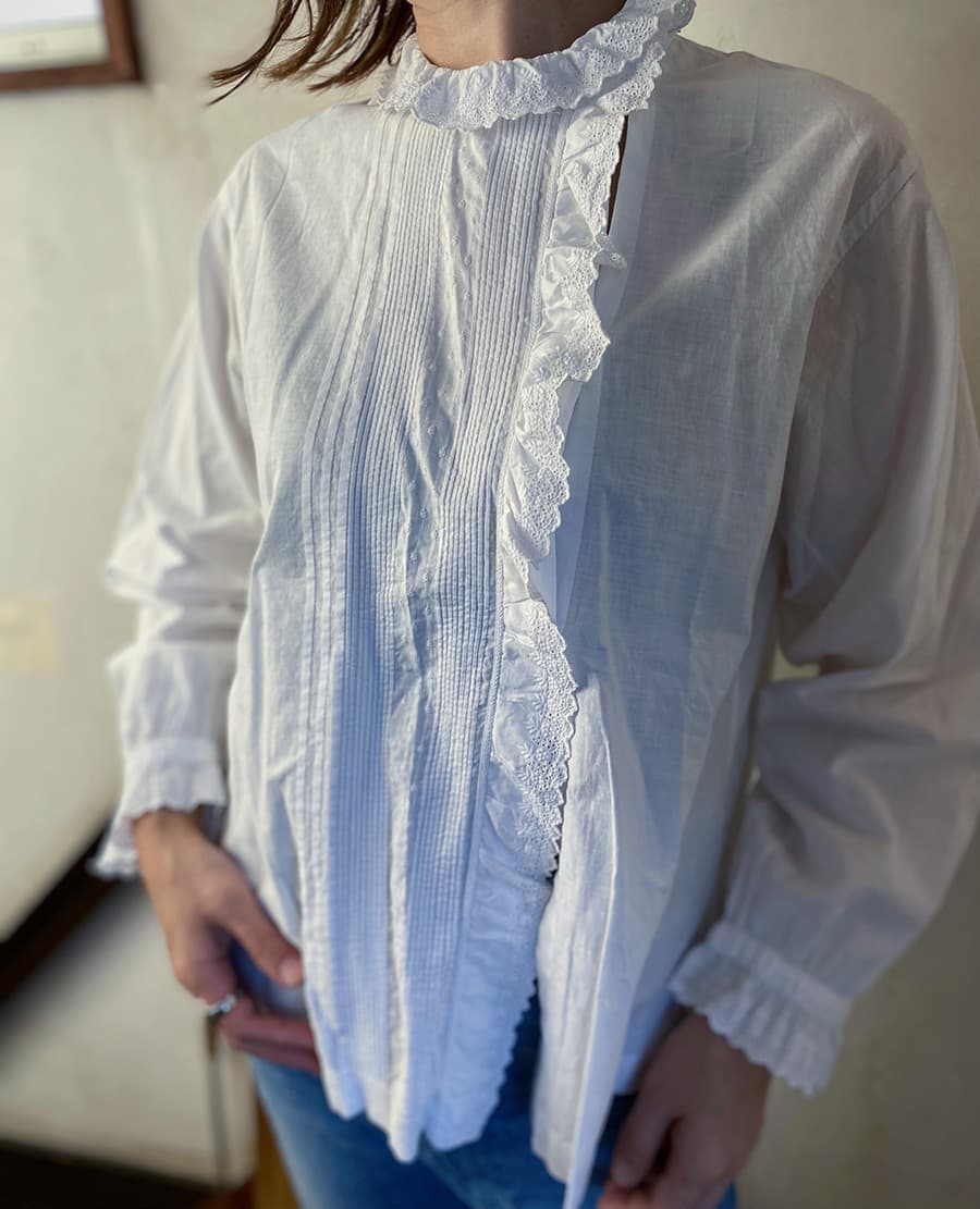 フランスアンティークブラウスフリルレースブラウス