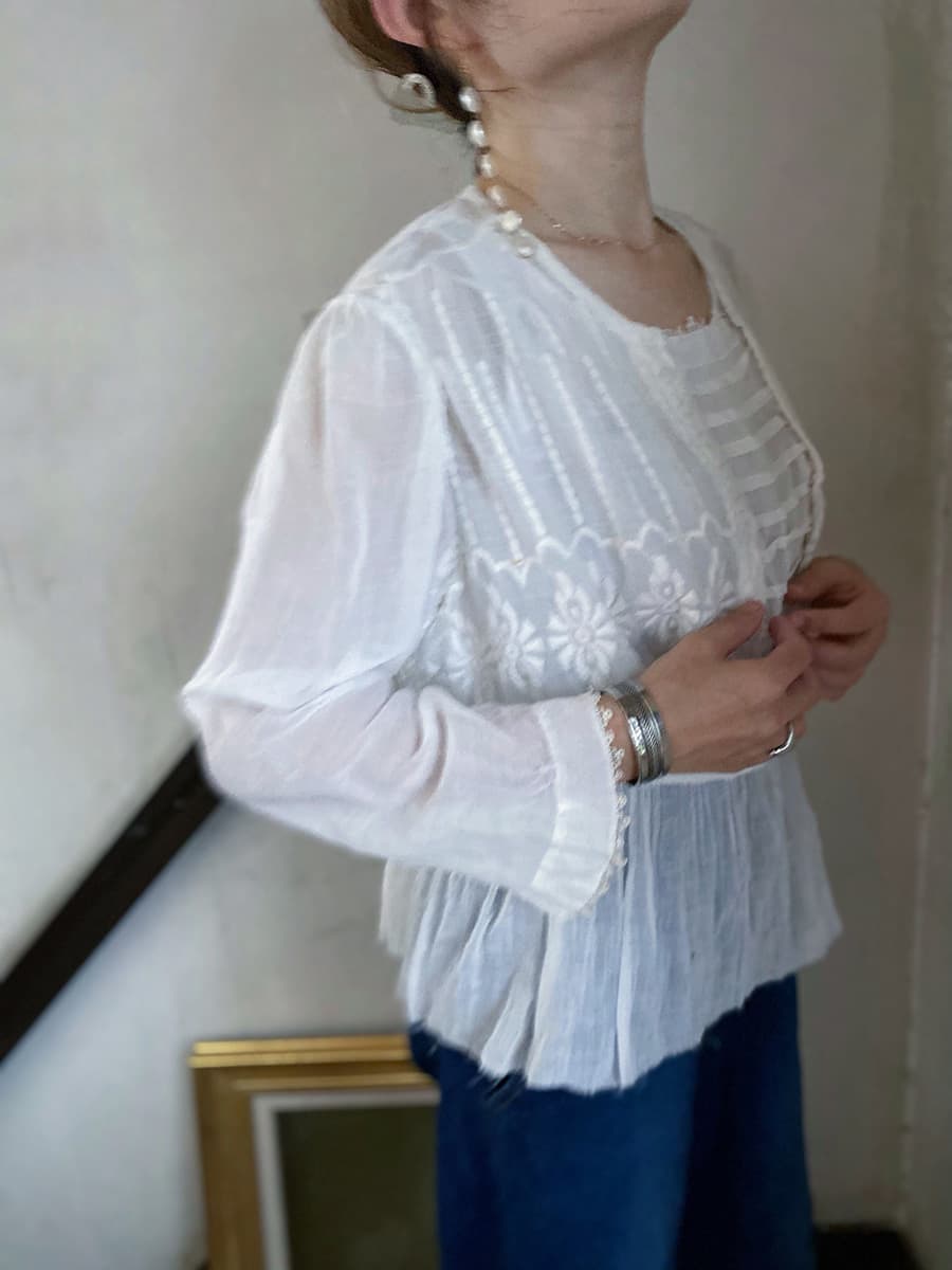アンティークエドワーディアンペプラムブラウスAntique edwardian blouse