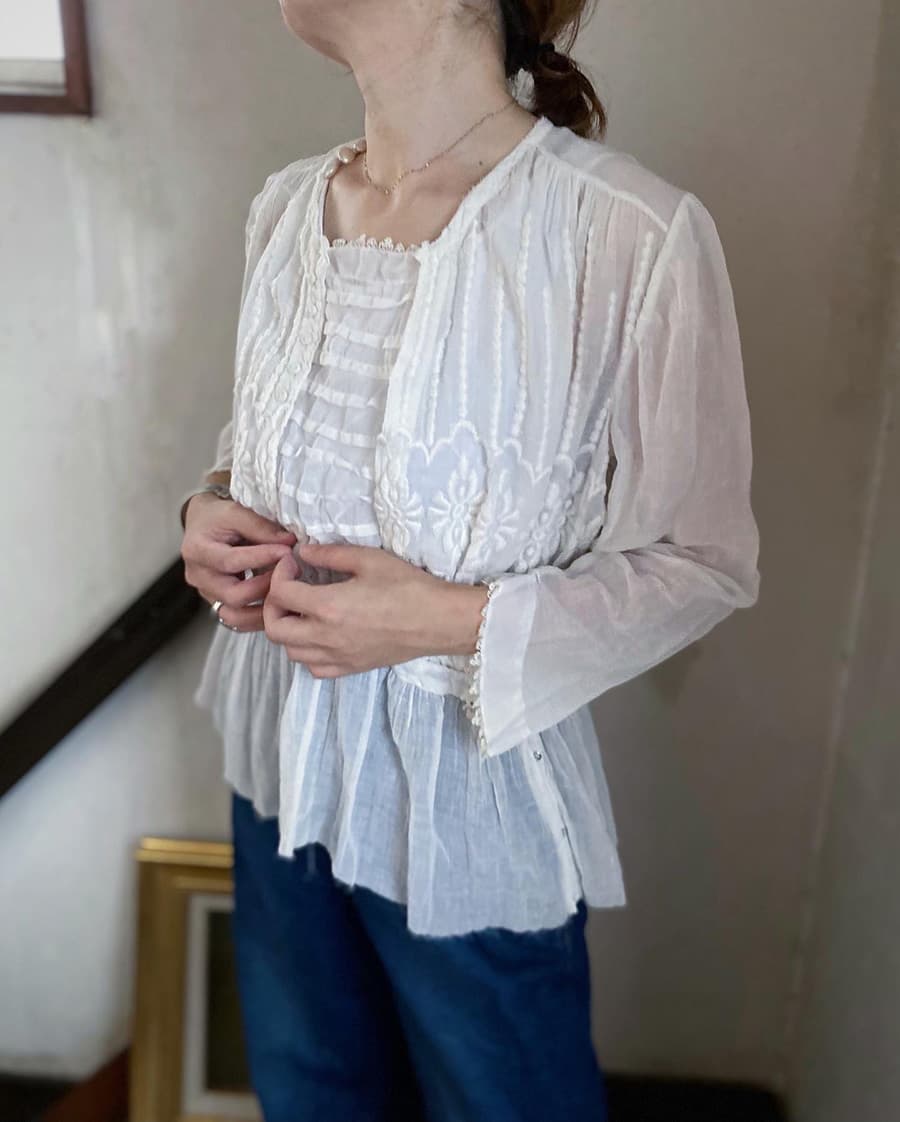 アンティークエドワーディアンペプラムブラウスAntique edwardian blouse