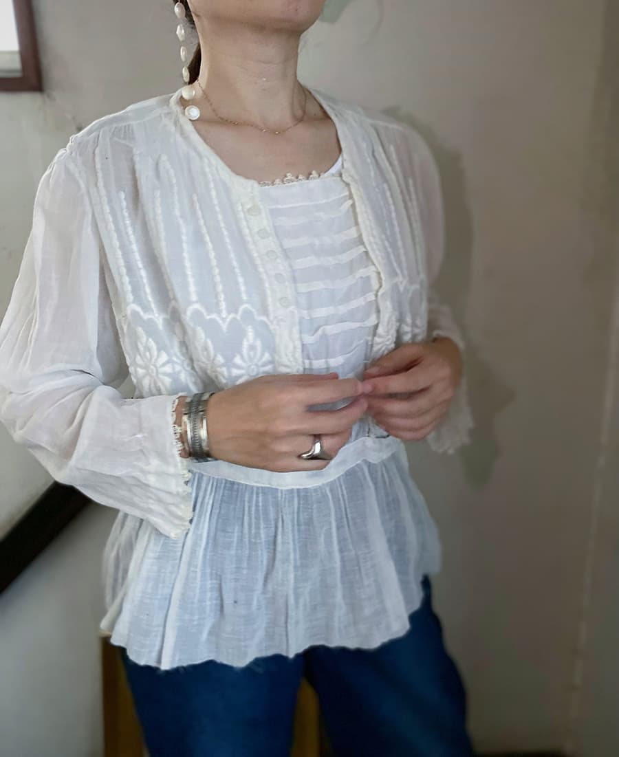 アンティークエドワーディアンペプラムブラウスAntique edwardian blouse