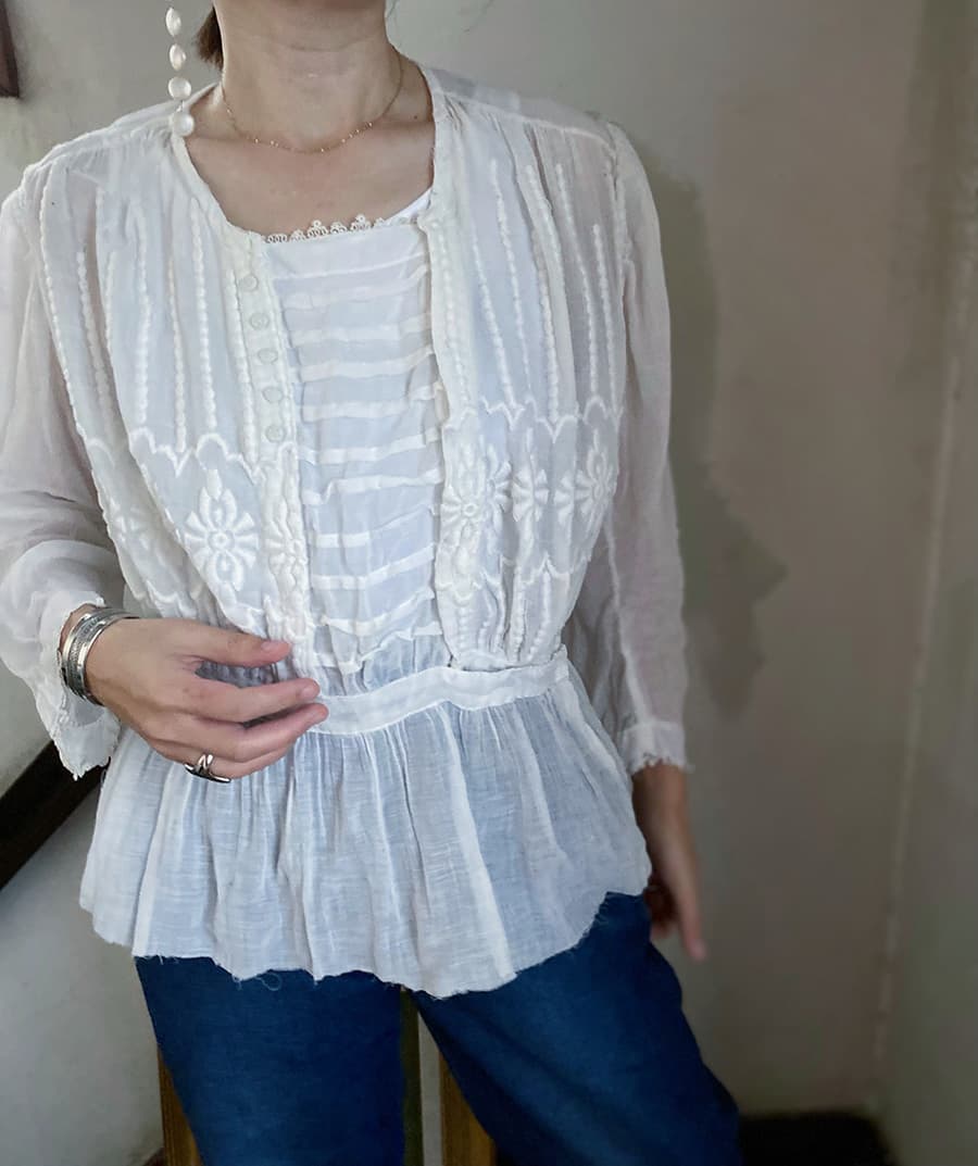 アンティークエドワーディアンペプラムブラウスAntique edwardian blouse