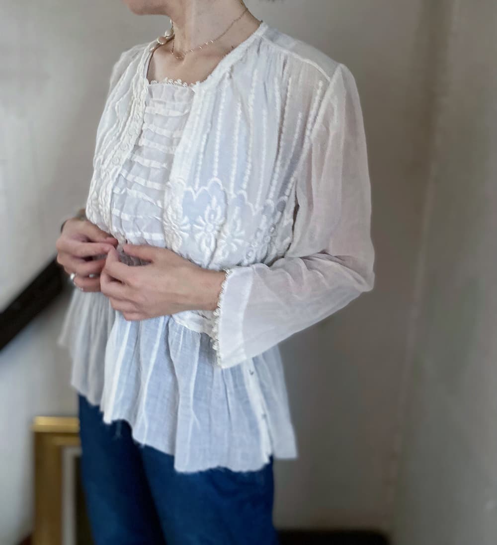 アンティークエドワーディアンペプラムブラウスAntique edwardian blouse