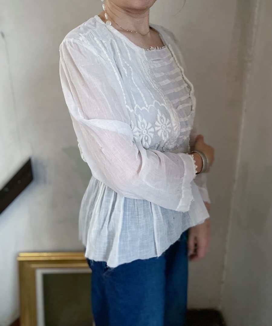 アンティークエドワーディアンペプラムブラウスAntique edwardian blouse