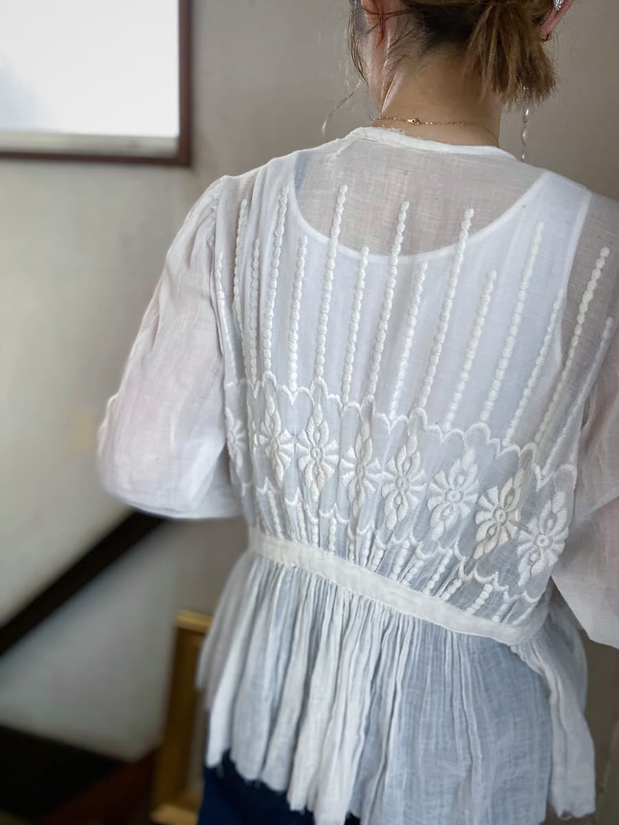 アンティークエドワーディアンペプラムブラウスAntique edwardian blouse