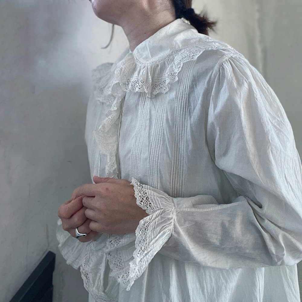 フランスアンティークナイトドレスアンティークワンピースエドワーディアンヴィクトリアンAntiqueFrenchEdwardianNightDress