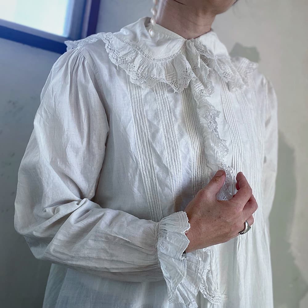 フランスアンティークナイトドレスアンティークワンピースエドワーディアンヴィクトリアンAntiqueFrenchEdwardianNightDress