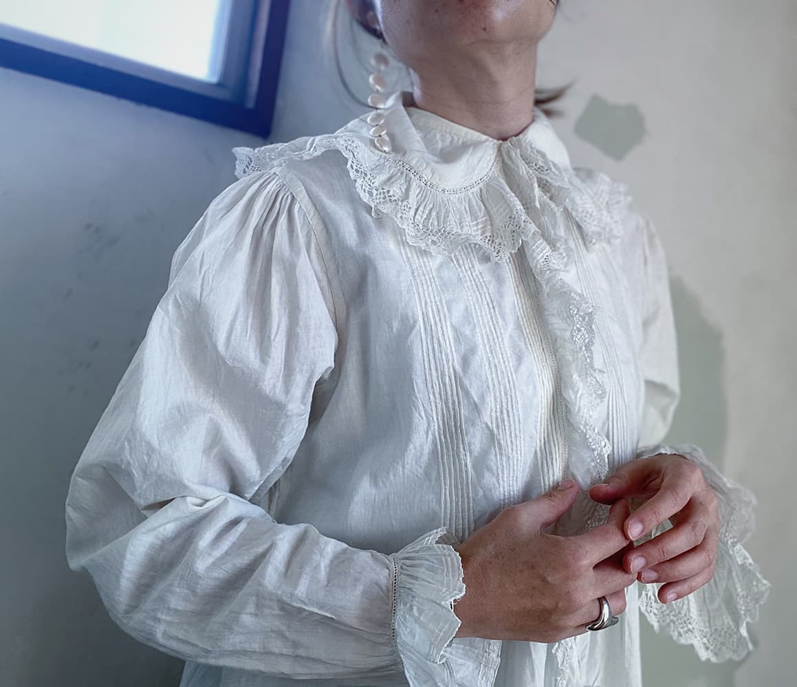 フランスアンティークナイトドレスアンティークワンピースエドワーディアンヴィクトリアンAntiqueFrenchEdwardianNightDress