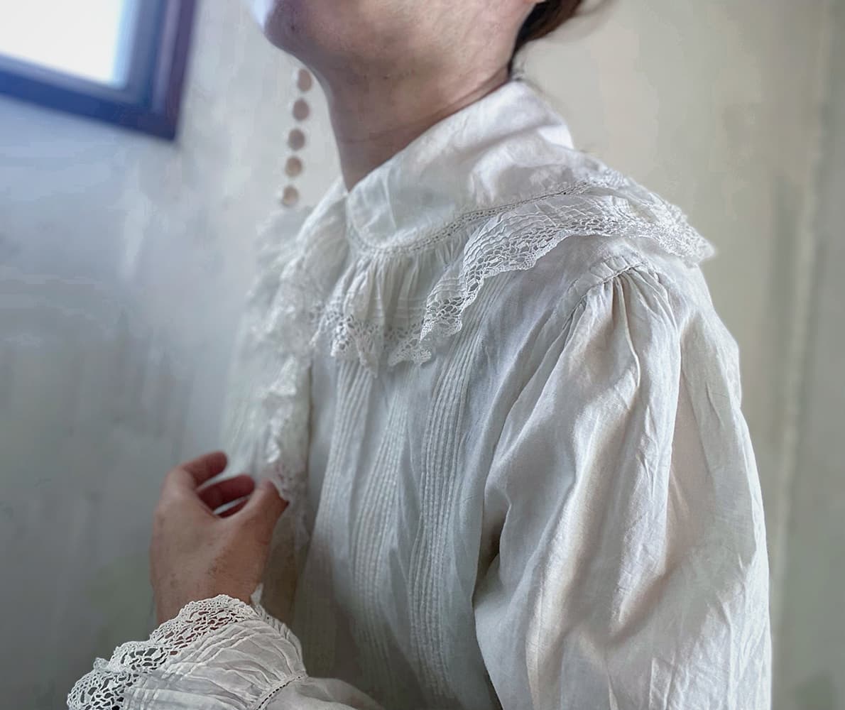 フランスアンティークナイトドレスアンティークワンピースエドワーディアンヴィクトリアンAntiqueFrenchEdwardianNightDress