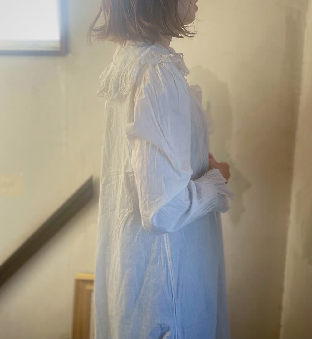 フランスアンティークナイトドレスアンティークワンピースエドワーディアンヴィクトリアンAntiqueFrenchEdwardianNightDress