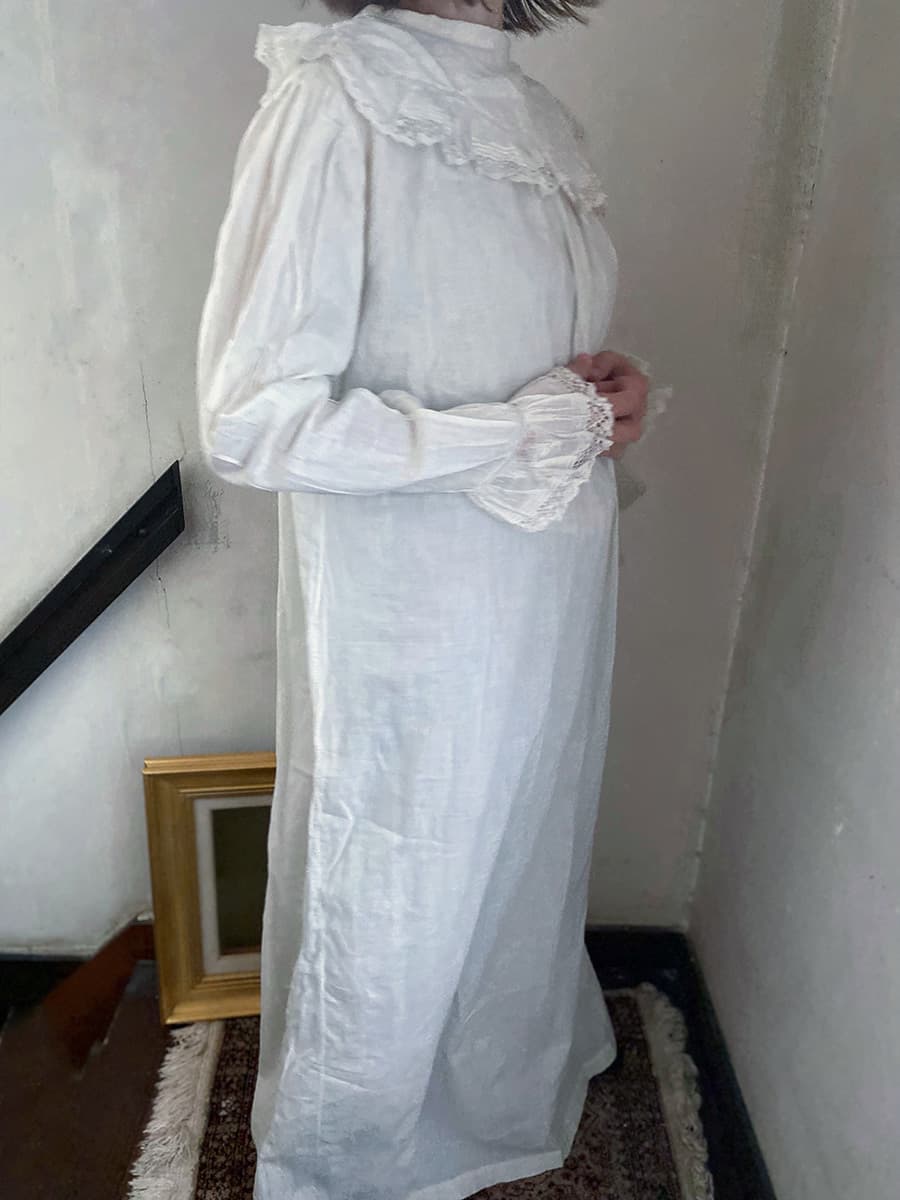 フランスアンティークナイトドレスアンティークワンピースエドワーディアンヴィクトリアンAntiqueFrenchEdwardianNightDress